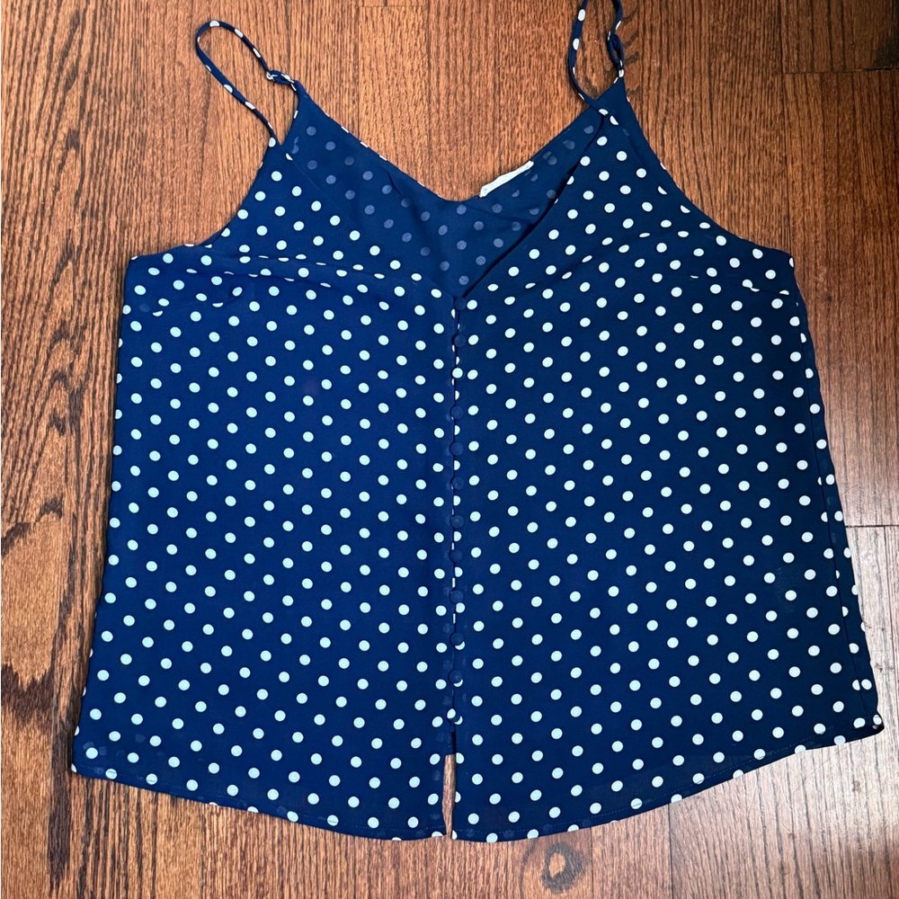 Sophie Rue Navy and White Polka Dot Top